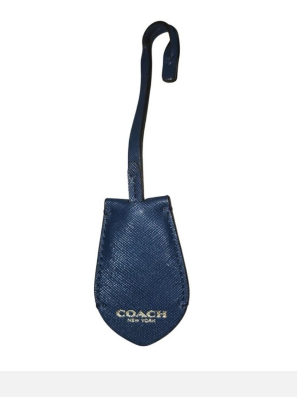 Coach Navy Blue Leather Tag with Gold Logo NWOT